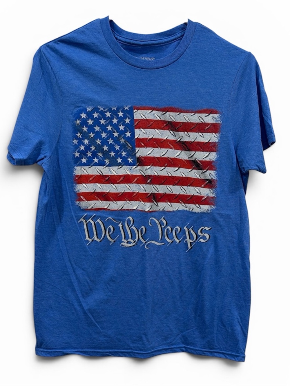 We Be Peeps Men's Blue Graphic Flag T-Shirt